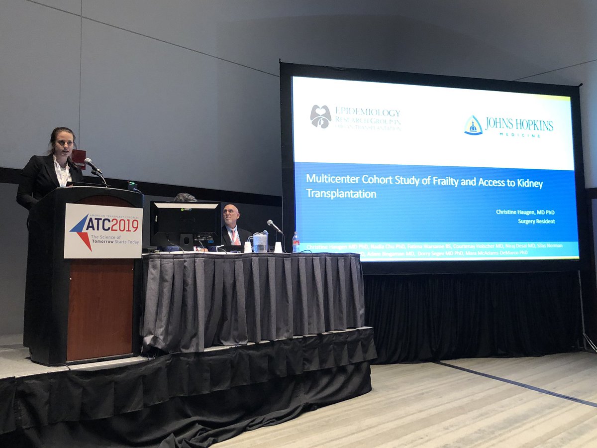 .<a href="/haugen_ce/">Christine Haugen</a> is presenting on Multicenter Cohort Study of Frailty and Access to Kidney Transplantation! <a href="/ATCMeeting/">AmericanTransplantCongress</a> #atc2019boston