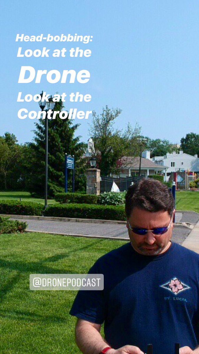 @dronepodcast , male looking down at drone controller