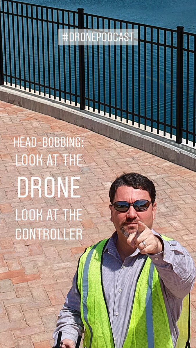 @dronepodcast , male pointing at elevated camera