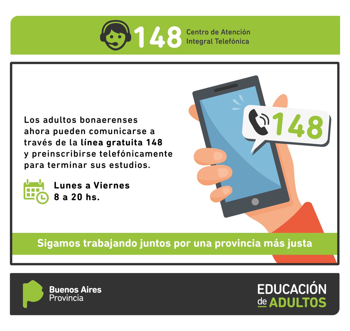 pschiuma's tweet photo. La modalidad de Educación de Adultos ya está en el Centro de Atención Integral Telefónica de la Provincia de Bs. As.
Sigamos trabajando para que cada vez más adultos puedan cumplir el sueño de terminar sus estudios. @gzinny @J_P_Becerra @guivallarino @A_CiudadanaPBA @BAeducacion https://t.co/qdKO0pMSMt