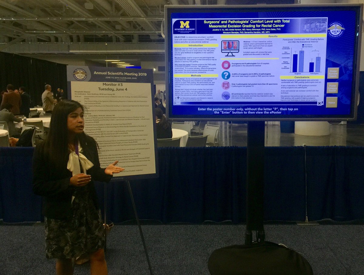 Our terrific University of Michigan surgery resident, Joceline Vu, presenting her work on TME grading for Rectal cancer at ASCRS.  ⁦<a href="/UMichSurgery/">Michigan Surgery</a>⁩ #ASCRS19