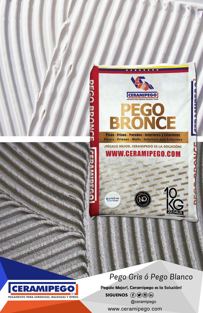 ceramipego's tweet photo. El Pego Bronce es un mortero que por su presentación de 10 kg es versátil para trasladar a cualquier obra. Es empleado para la colocación de Gres, Porcelanatos, Espacatos y formatos de gran tamaño
#Pego #pegogris #pegoBlanco #ceramipego #morteros #construcciones #obrasciviles https://t.co/lnLaM72fUz