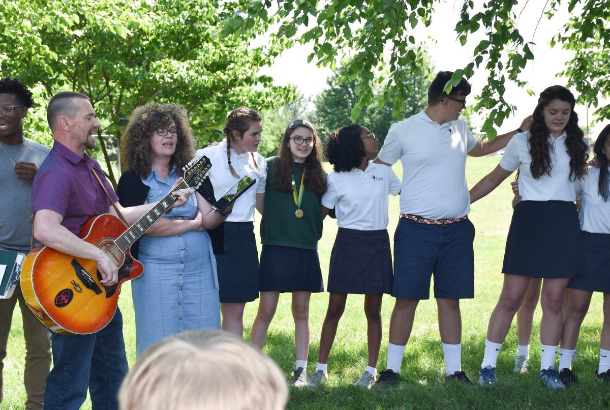 SJSwestminster's tweet image. As the final bell rang on their last day of school, the eighth-graders were in fellowship singing praise and worship. Congratulations to the St. John Catholic School Class of 2019! @ArchbaltSchools