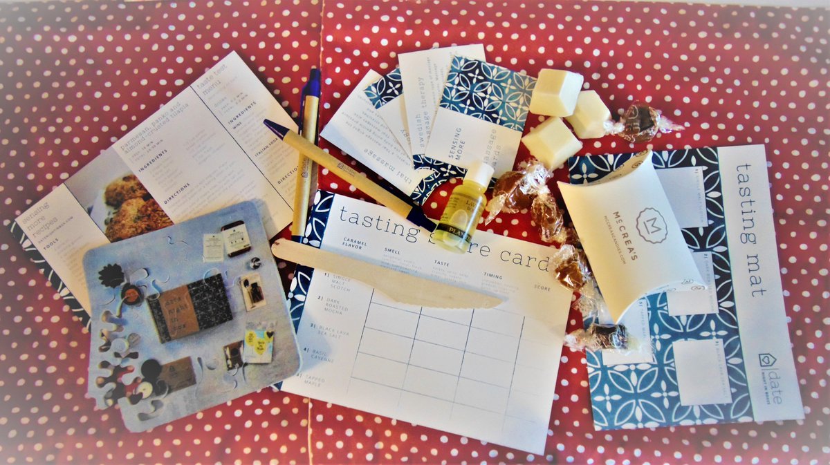 tabmcmeley's tweet photo. A date night for the senses! I have to say the sweets are my favorite of all these because I may or may not have a sweet tooth :) Check out date night boxes here from my referral link, https://t.co/3p5llJESir
 #DateNightInBox https://t.co/dzgAGj3wyv