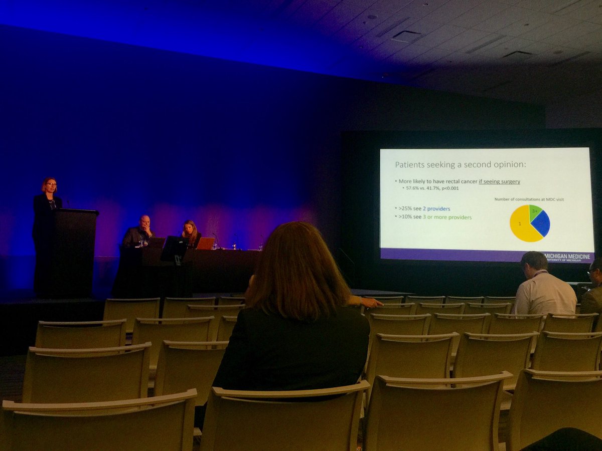 Interesting talk by Michigan Surgery Resident Ana De Roo on second opinions in Multidisciplinary Colorectal Cancer Clinic.   ⁦<a href="/UMichSurgery/">Michigan Surgery</a>⁩ #ASCRS19