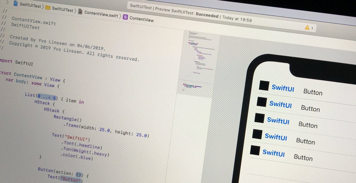 Started playing around a bit with #SwiftUI. Really liked it so far. Way faster and easier, especially in combination with the live preview/mode.