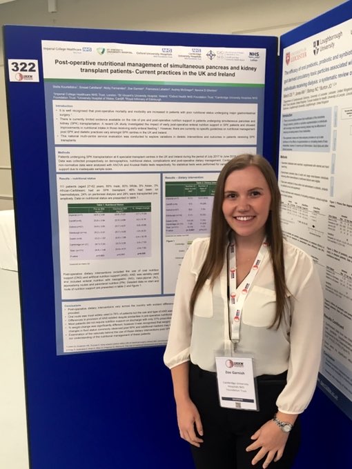 GarnishZoe's tweet photo. Had a great day at the UK Kidney Week helping to present our poster: Post-operative nutritional management of simultaneous pancreas and kidney transplant patients - current practices in the UK and Ireland #WhatDietitiansDo @BDA_Dietitians @CUH_dietitians https://t.co/yKewRTWUrg