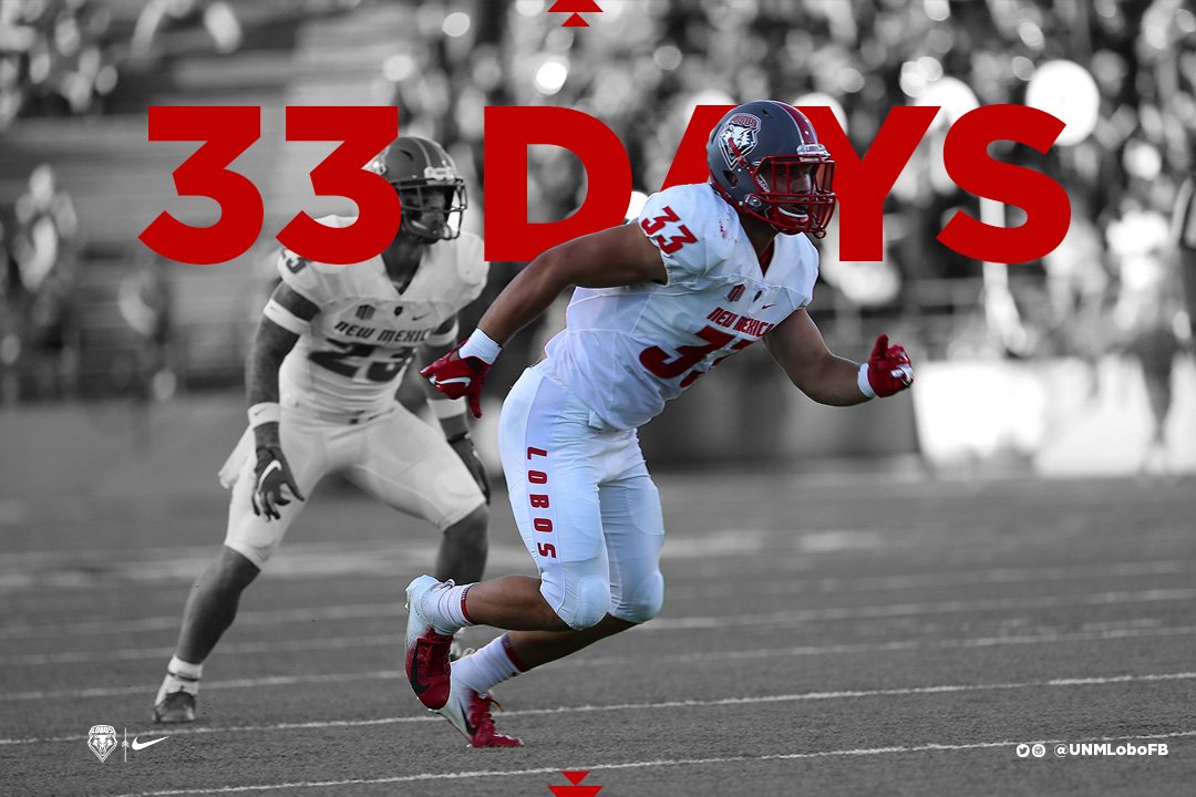CoachSvarczkopf's tweet photo. Can't wait, because in just 33 days we will see @plwrestler back on the field with his @UNMLoboFB team mates! #GoLobos https://t.co/H7JZHDb3Og
