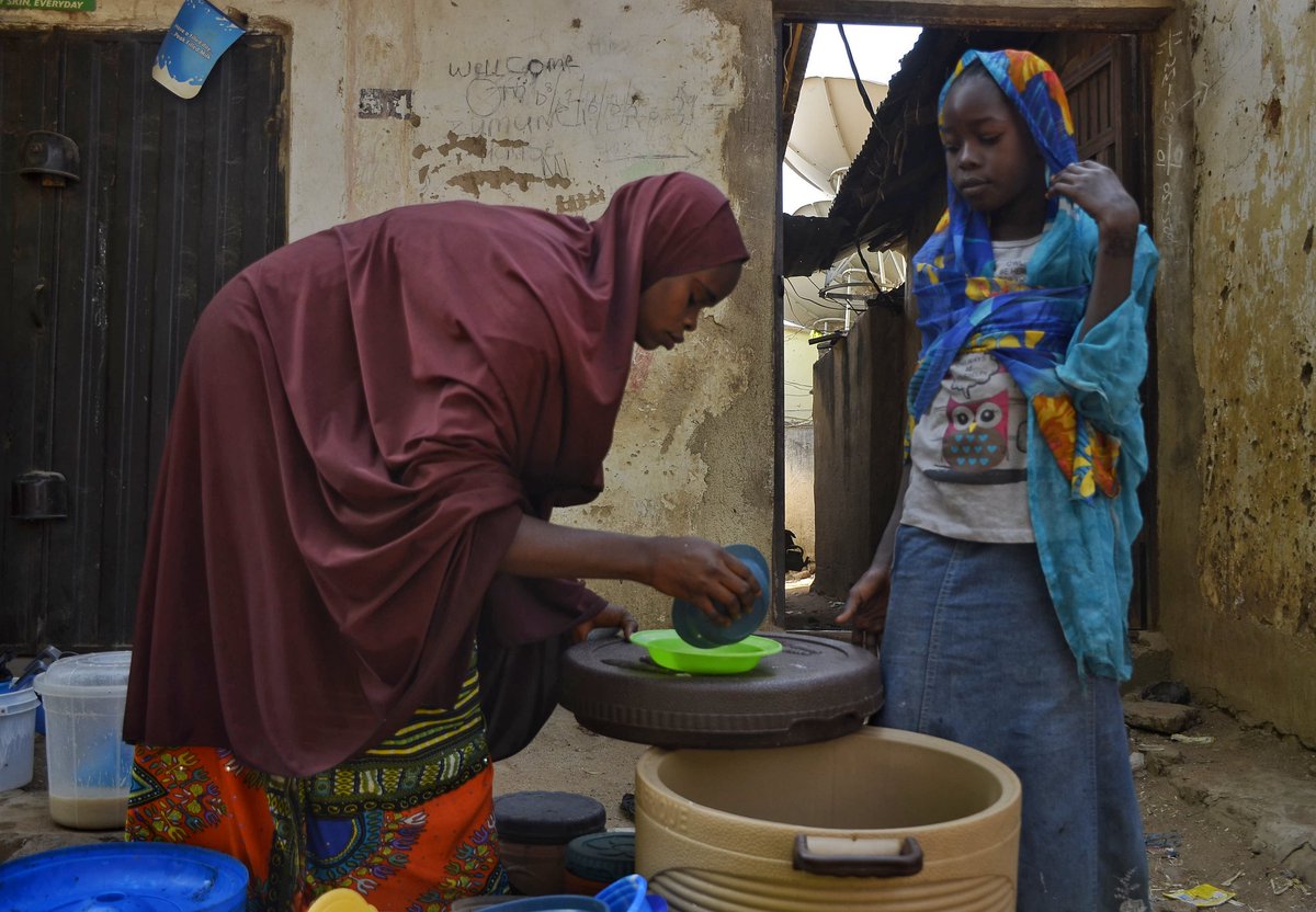 Hauwa Abubakar, a widow who hails from Mubi LGA in Adamawa. She is employed as a cook in the FG's Home Grown School Feeding Program. This employment has assisted her in catering for her three children and she now owns a small food business. #SIPInvests #InvestingInThePeople