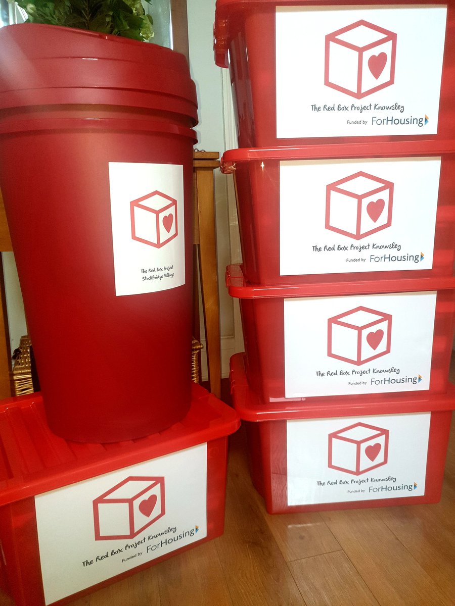 RedKnowsley's tweet image. Five boxes full of period products &amp;amp; two donation bins ready to be delivered to @ForHousing for community projects in Stockbridge Village #CommunityMatters #KindnessMatters #periodpositive #Knowsley #theredboxproject