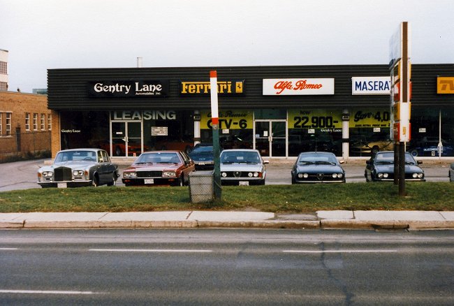 Gentry Lane Automobiles was formerly known as Yonge Steeles Motors, Canada's first Ferrari dealer and the distributor for Ferrari. Bill Popovich was the dealer principle.