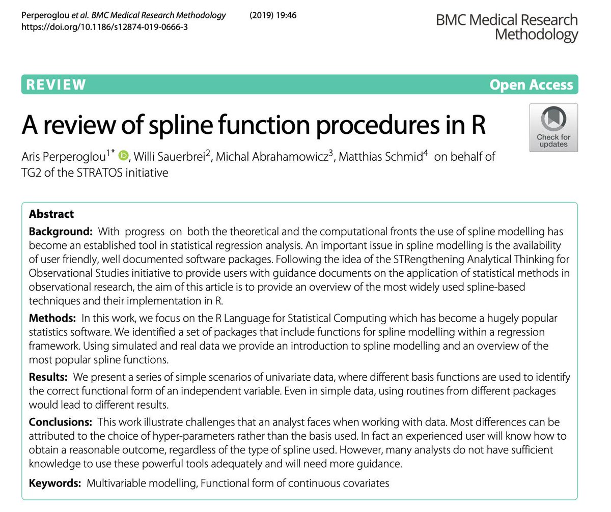 Maarten van Smeden (@maartenvsmeden) on Twitter photo .<a href="/Georg__Heinze/">Georg Heinze</a> points to an extensive review of Spline functions in R that just came out on behalf of the #STRATOSinitiative
bmcmedresmethodol.biomedcentral.com/articles/10.11… .<a href="/Georg__Heinze/">Georg Heinze</a> points to an extensive review of Spline functions in R that just came out on behalf of the #STRATOSinitiative
bmcmedresmethodol.biomedcentral.com/articles/10.11…