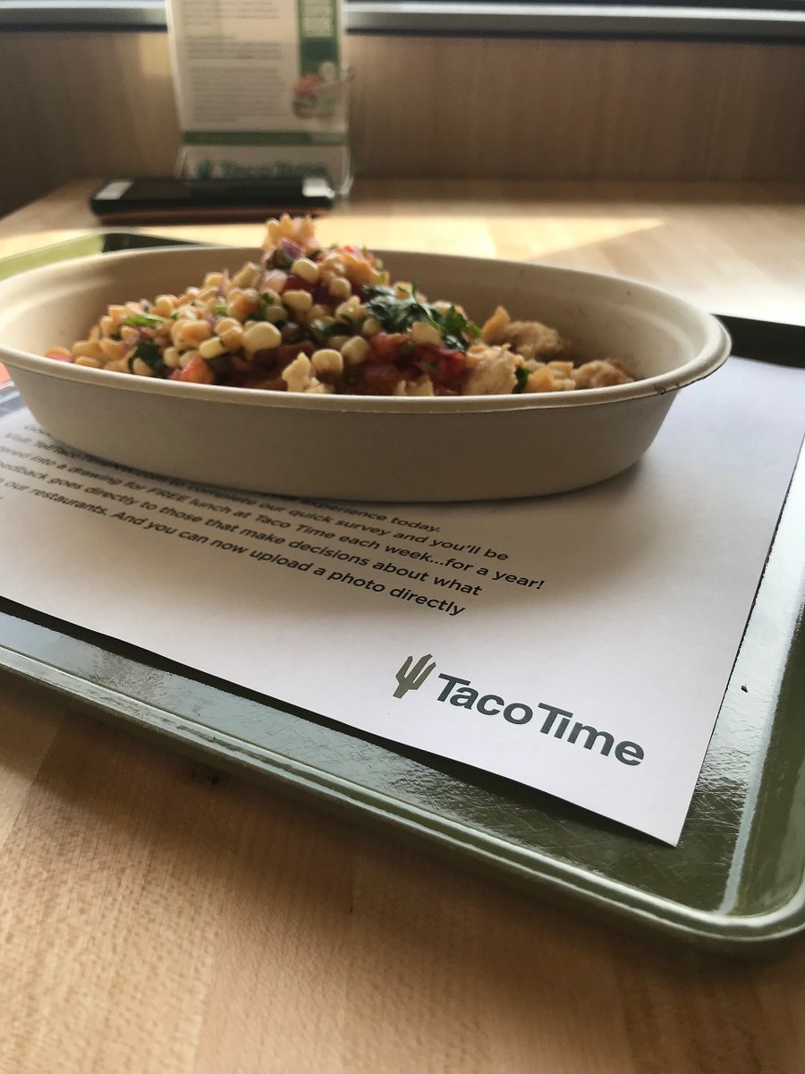TacoTimeNW's tweet photo. An instant hit. #FitHit, that is.
What's not to like? Rice, whole black beans, roasted pumpkin seeds, and an assortment of diced vegetables with Pico de Gallo, Corn Salsa, and (of course) hot sauce! 🔥
#SummerIsComing https://t.co/R29sEu38hi