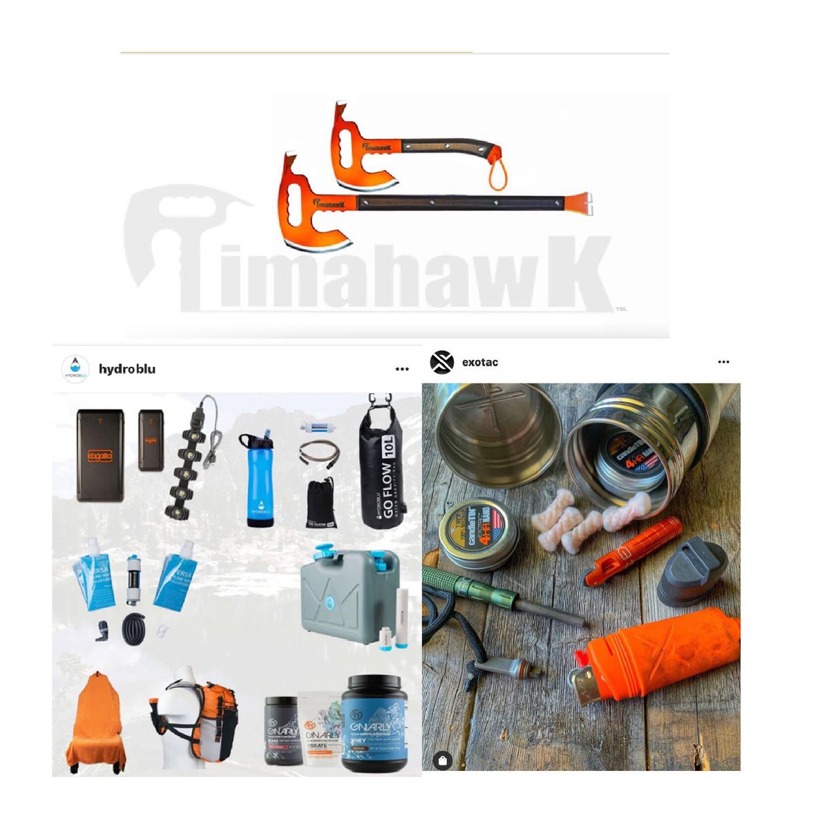 FithLlc's tweet photo. What’s your go 2 survival tool? 

A. ExoTac Fire starter kit 🔥

B. Timahawk ⚒

C. Hydroblu Water Filter 💦

https://t.co/wxWBGqFVmO

https://t.co/1N9ObE4m2L

https://t.co/QVoMgKEiaO

Let us know! Comment below!! https://t.co/JayWb3v9sk