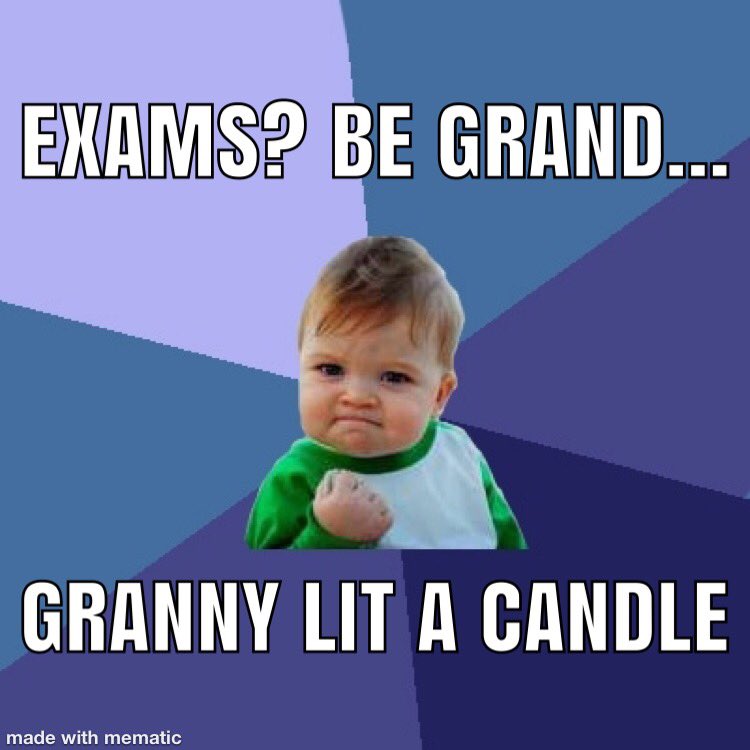 The_PaddyBox's tweet photo. Best of luck to everyone starting the Junior & Leaving Cert tomorrow. Be grand sure
#leavingcert #juniorcert #exams #ireland #irish #irishmemes #lcmemes #jcmemes #onlyinireland https://t.co/GU8YAbcP36