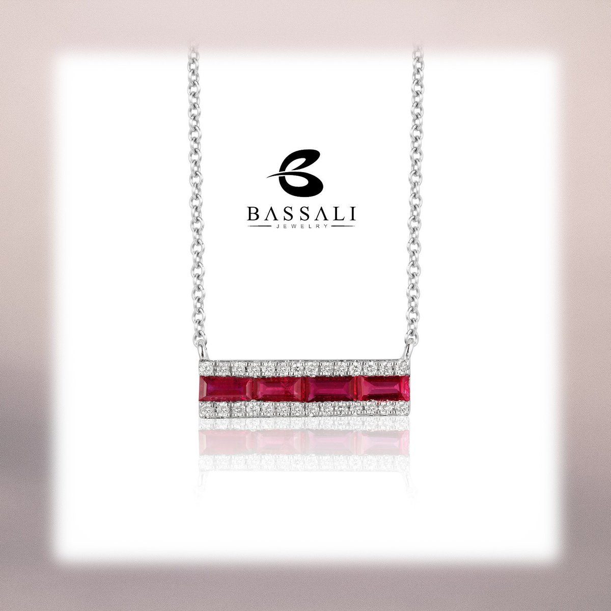 Bar Necklace 14K white gold diamonds and rubies

#bassalijewelry #rubies #diamonds #necklaces #finejewelry #highjewelry #whitegold #trendy #bars #jewelrybrands