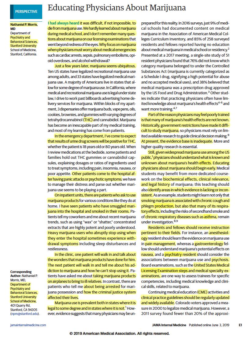 westr's tweet photo. Educating Physicians About #Marijuana
@NPMorr @Stanford @JAMAInternalMed
https://t.co/xy5yODIi7Y #MedeEd #GME #CME
#MedicalMarijuana #cannabis #CBD #THC #ChronicPain #Cancer https://t.co/PlrmW9MbLf