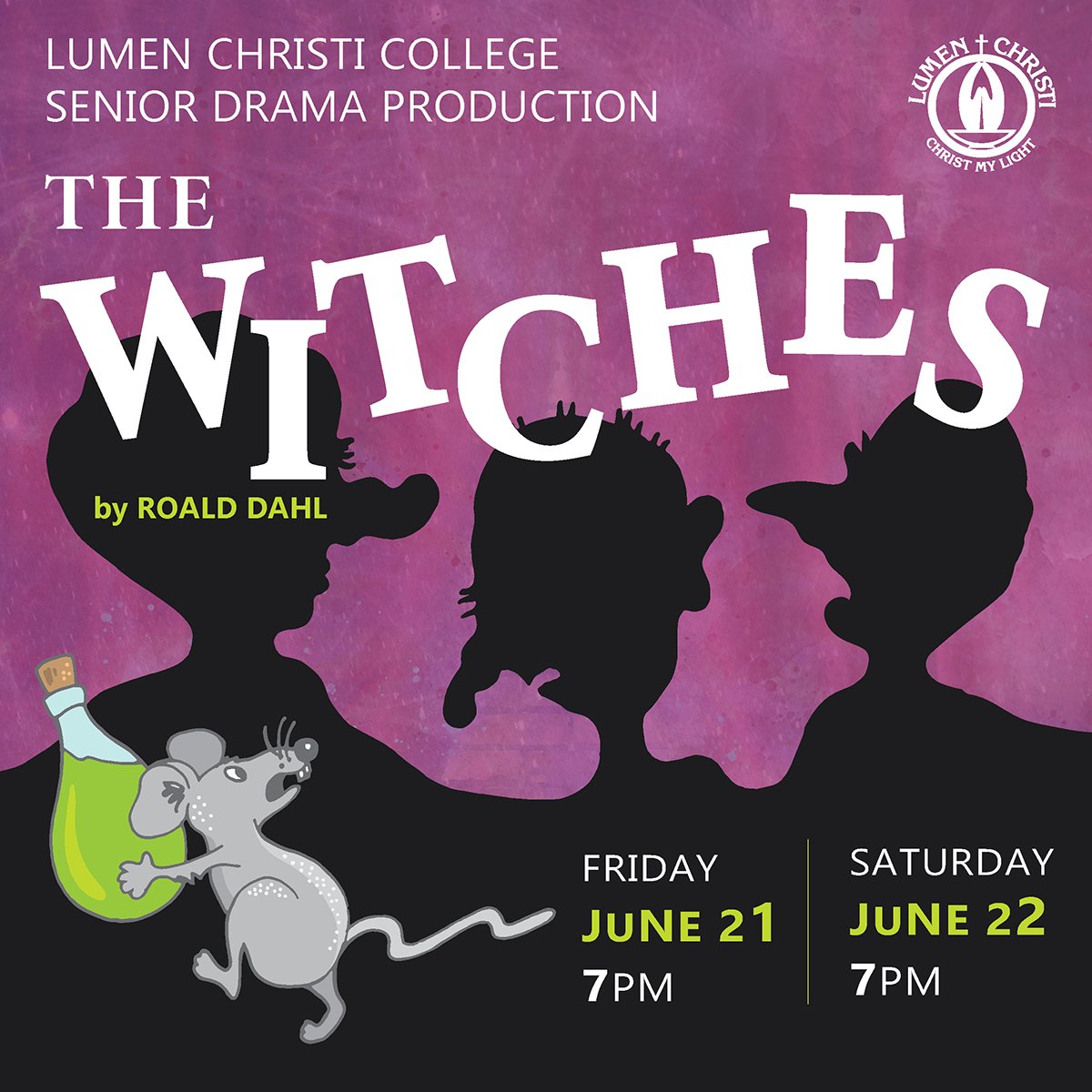 LumenChristiC's tweet photo. Our Senior students are bringing Roald Dahl's The Witches to the stage in two fantastic shows on Friday, 21 and Saturday, 22 June. Tickets to this family friendly show are only $10. Book here: https://t.co/p0sLOio8kC https://t.co/bFK6wUz3Fc