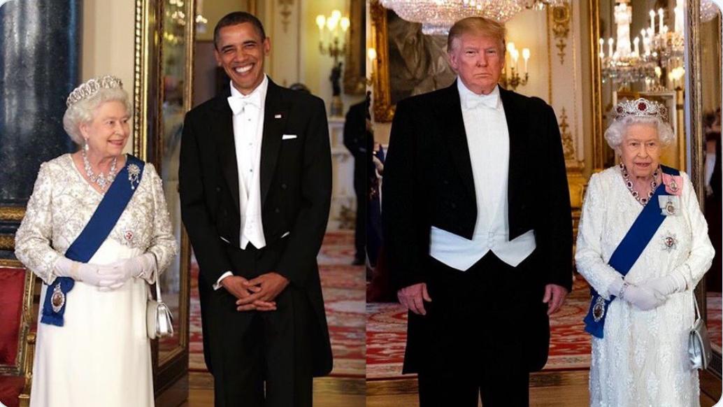 AndyOstroy's tweet image. .@realDonaldTrump This photo explains ur raging jealousy &amp;amp; obsession w/#Obama: he's young, ur old. He's fit, ur obese. He looks great in a tux, u look like a KMart clothing-rack fell on u. He's cool, ur a buffoon. He's secure, ur tortured. The Queen loves him, she loathes u...