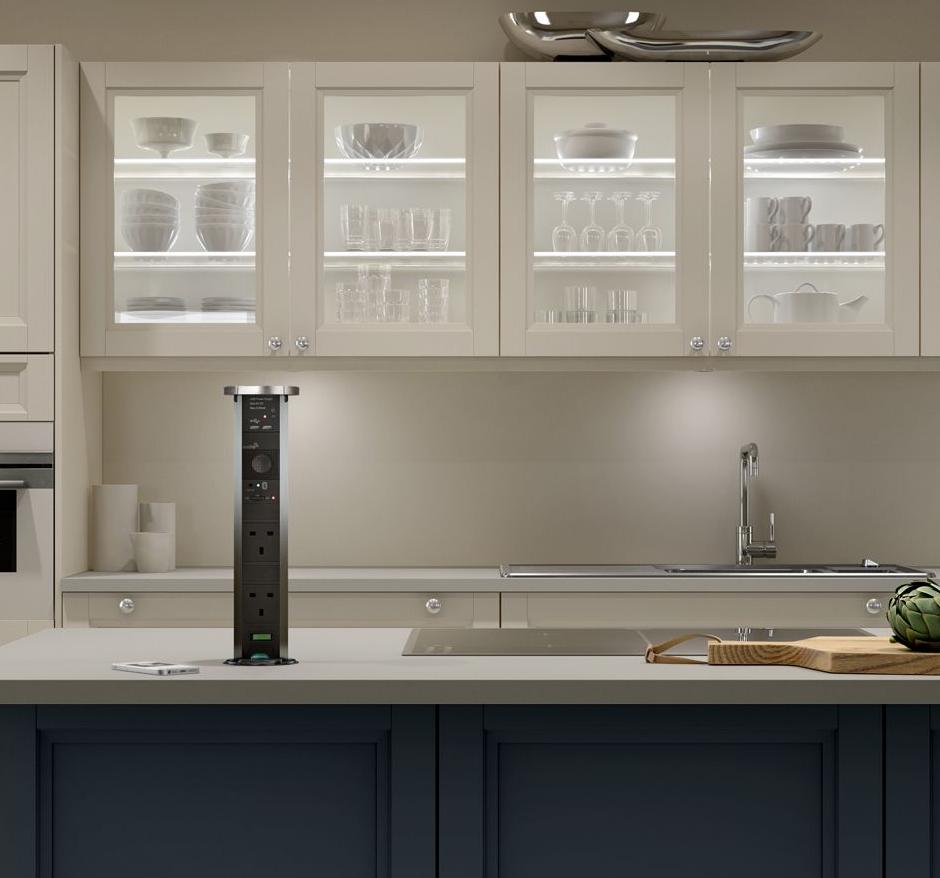 MiaDing4's tweet image. One-key smart automatic lifting desktop socket with wireless charger effect pics. #desktopsocket #officefurniture  #kitchendesign