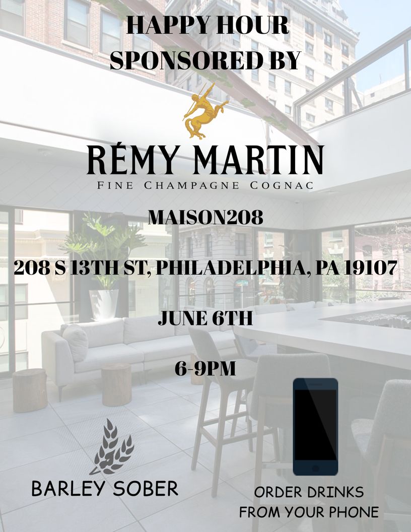 New date people! Come thru to Maison208 this Thursday evening for happy hour!

Don’t forget to signup at Barley-Sober.com barley-sober.com