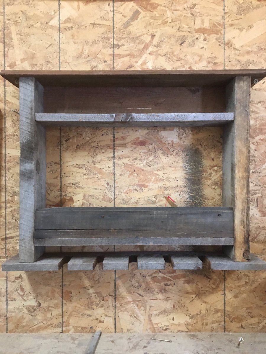 jayhiskey's tweet image. Barnwood liquor/wine rack
