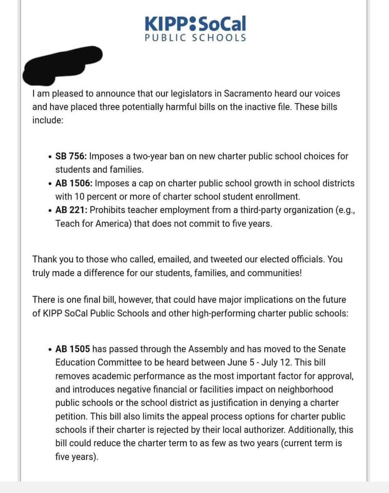 LACountyLeaks's tweet photo. I guess @CALcharters @CCSAAdvocates bought enough corrupt politicians. These #charterscam like @KIPP continue to steal from taxpayers and destroy public schools in the name of profit. Its motto is #ProfitOverKids. #VoteThemAllOut #NoToCharters https://t.co/1CZTusGHU4