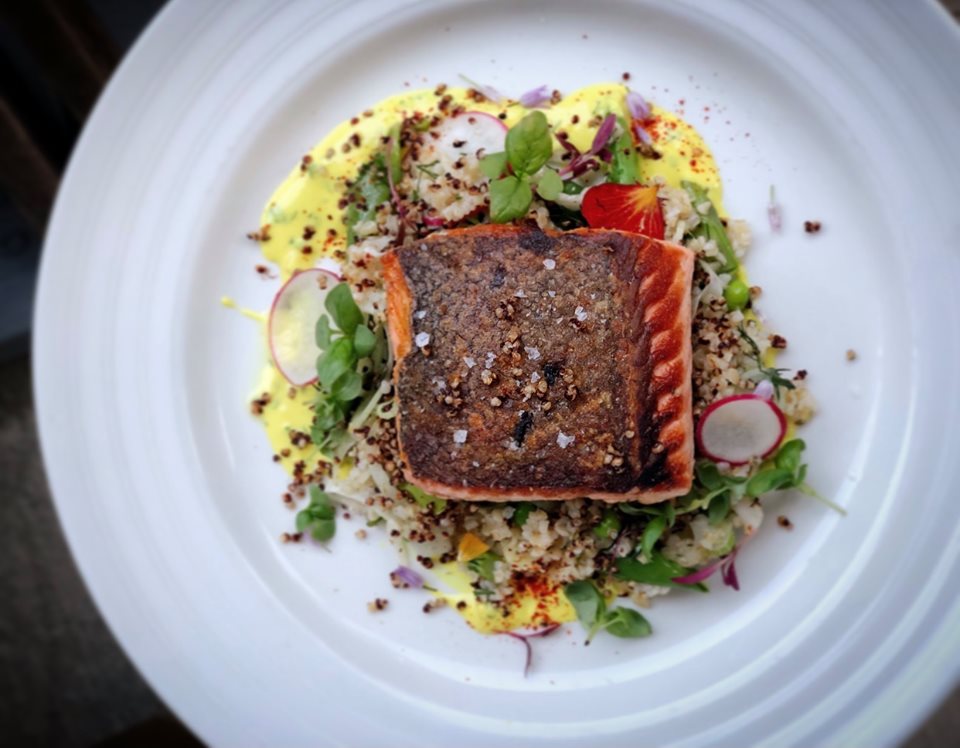 longmeadowranch's tweet image. Our newest special, Grilled Wild King Salmon with Heirloom grains, Spring vegetables &amp;amp; Meyer Lemon Straus yogurt. #fullcirclefarming #longmeadowranch #foodforthought bit.ly/FarmsteadEats