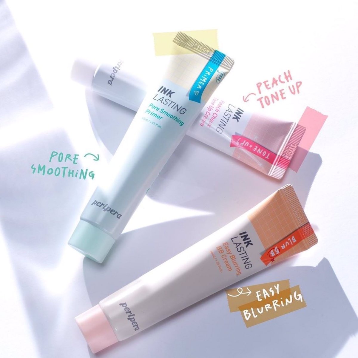 Periperaglobal's tweet photo. WAKE UP, MAKEUP! For effortless mornings on the go, check out our 
Peripera Inklasting Peach Choux Tone Up Cream, Pore Smoothing Primer, and Easy Blurring BB Cream help speed up your mornings! Available @clubcliousa https://t.co/4ilDFNFqNd