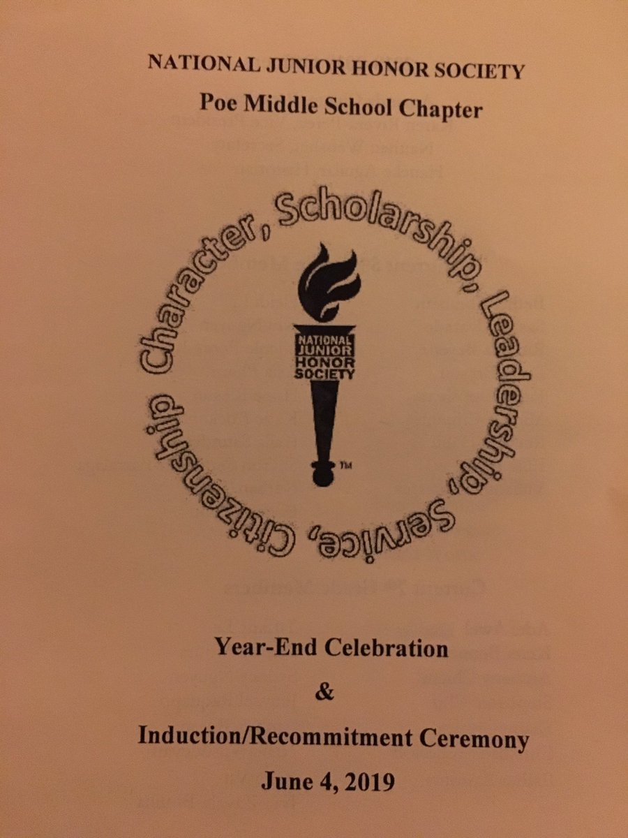 PoeMiddleSchool's tweet photo. Poe Middle School National Junior Honor Society 2019 Induction Ceremony! We are so proud of our students. Thank You Ms. Scruggs and Mrs. Schinstock for providing this wonderful opportunity for our students. #fivepillarsofNJHS #makingithappen https://t.co/wuOTppUfws