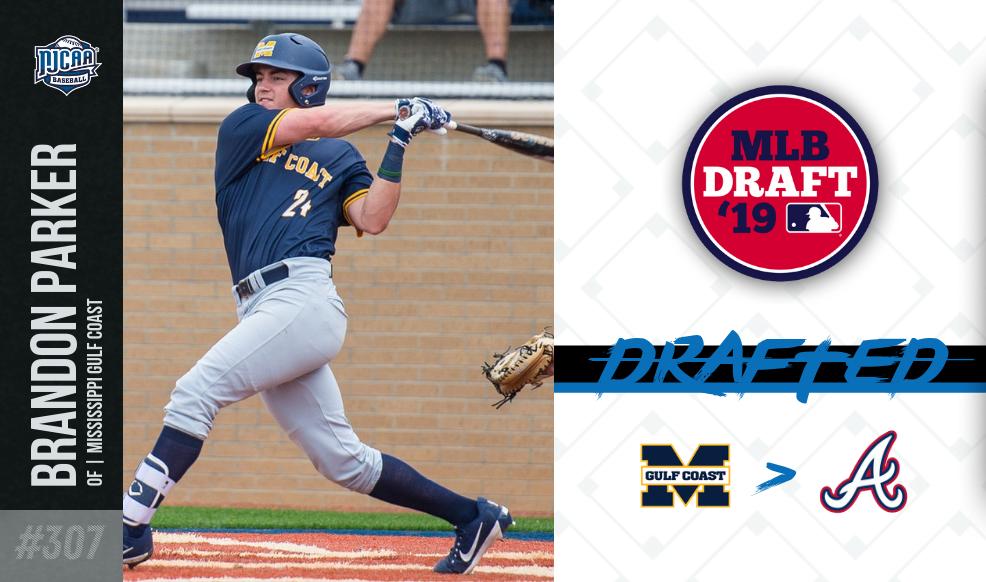 NJCAABaseball's tweet photo. The @Braves pick up another one of ours. 🙌

The 2018 NJCAA Division II Player of the Year, Mississippi Gulf Coast's Brandon Parker is selected in the 10th round of the 2019 #MLBDraft!

#NJCAABaseball https://t.co/uqnS9uSW2n