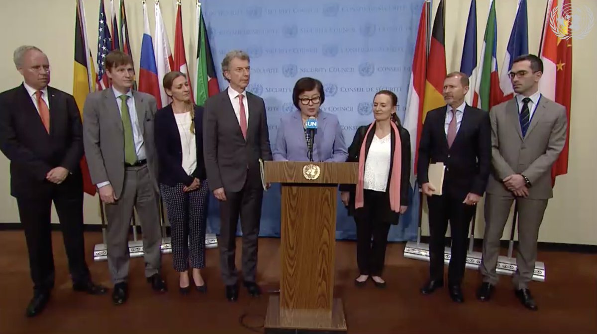 GermanyUN's tweet photo. #EU8 🇪🇺 press stakeout on #Sudan at #UNSC: “We condemn the violent attacks in Sudan by Sudanese security services...We call for an agreed transfer of power to a civilian-led government as demanded by the people of Sudan.”
➡️ View the full statement: https://t.co/riTiR0cAMt https://t.co/DAuRZevBsp