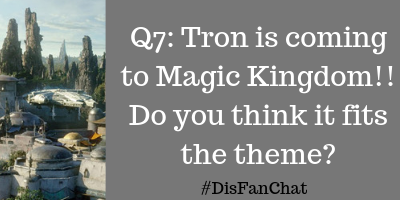 Q7: Tron is coming to Magic Kingdom!! Do you think it fits the theme? #DisFanChat <a href="/PixieDPlanner/">The Pixie Dusted Planner</a> <a href="/TheMomentMom/">MomentMom</a> <a href="/nomadbytrade13/">Just Kris</a> <a href="/Travelplusfam/">Tara Loves Travel Planning</a> @veravise <a href="/WordOfMouseWDW/">Word of Mouse</a>