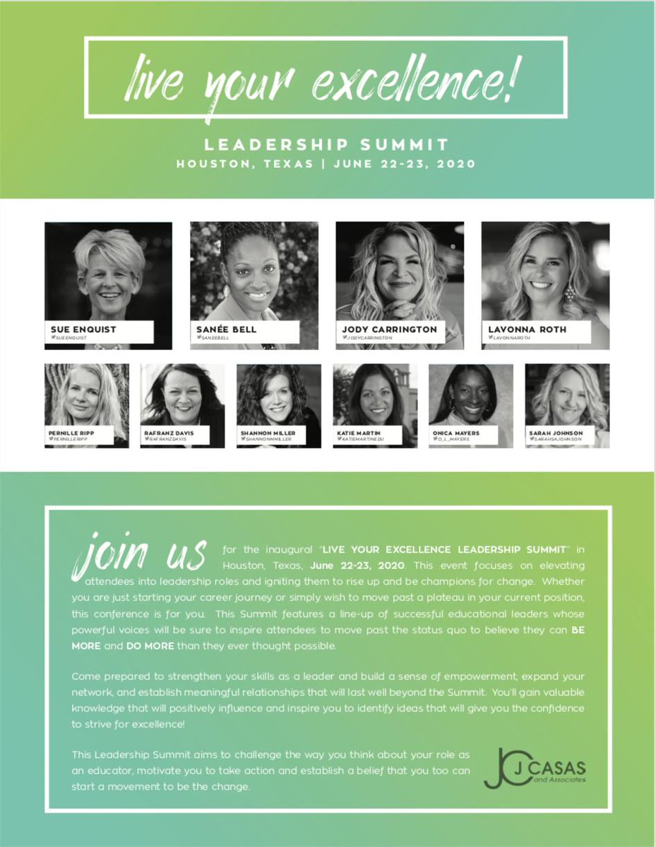 A little more than a week away until we launch registration 4 the inaugural #LiveYourExcellence Leadership Summit in Houston, TX. 10 Leaders. 10 Voices. 10 Passionate women sharing their powerful stories about living their excellence. SAVE THE DATE June 22-23, 2020. #BeMoreDoMore
