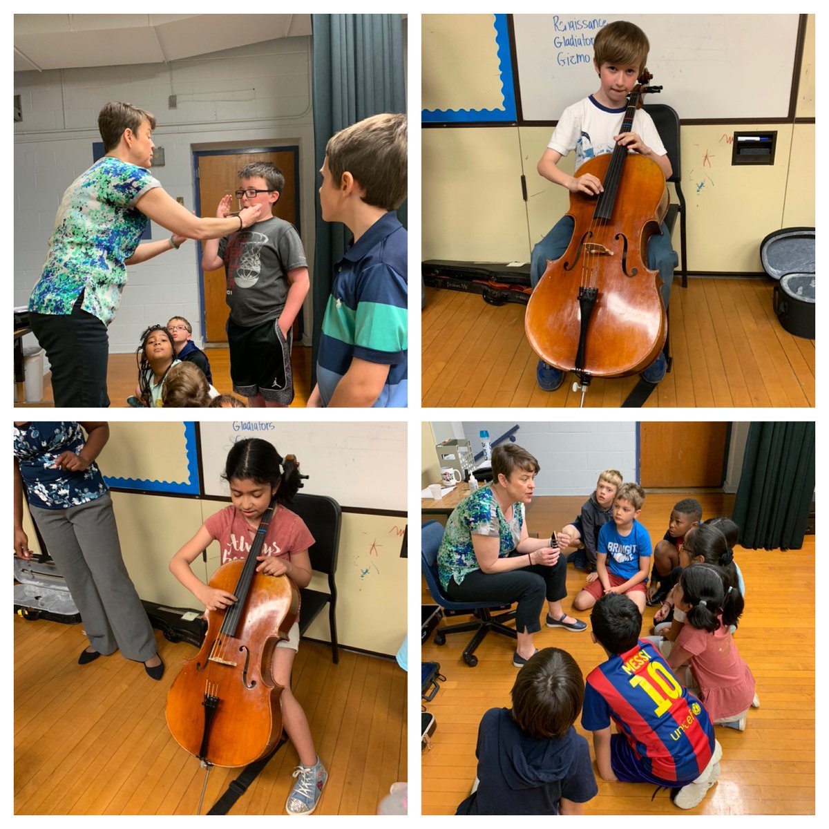 Mrs_RossClass's tweet photo. We loved learning about all of the instruments we can play next year in either band or orchestra! #naturals @CampbellAPS https://t.co/MLX9Tfd1nR