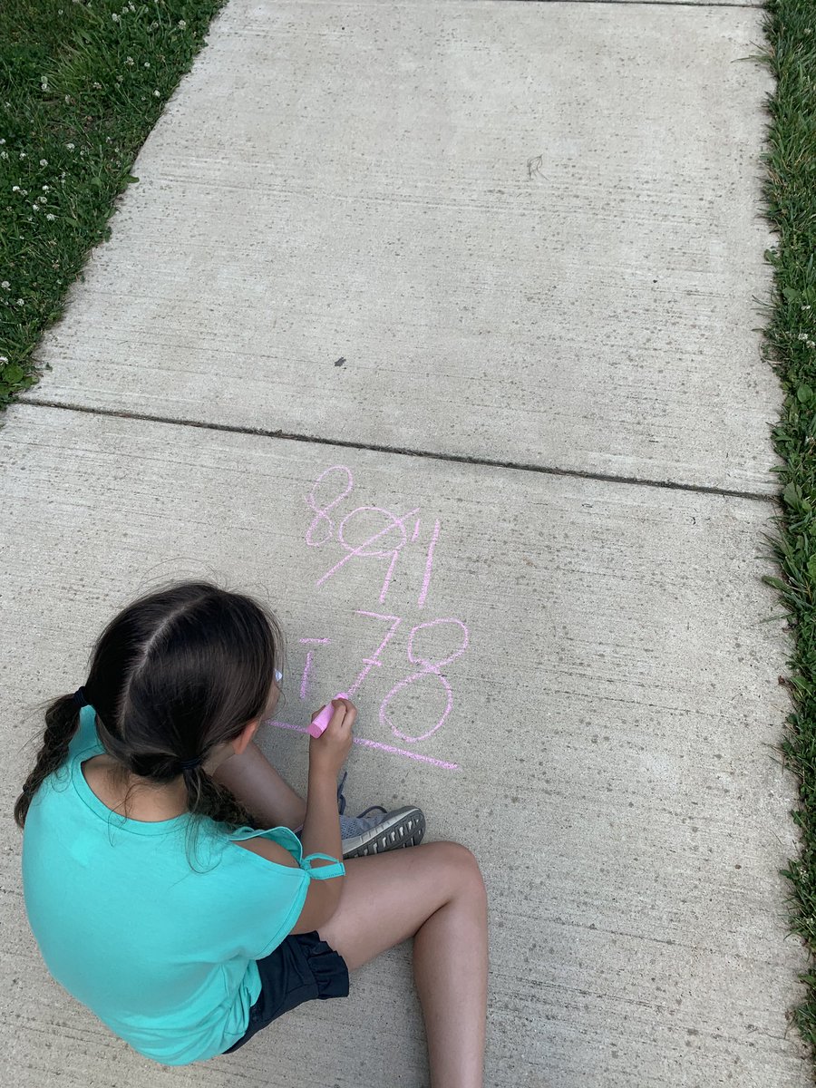 HESMrsMazur's tweet photo. Best way to keep little learners engaged the last few days of school! Math in the sunshine with chalk and task cards! @HamptonDolphins #bcps @BCPSMATH https://t.co/JNOlHkljWB