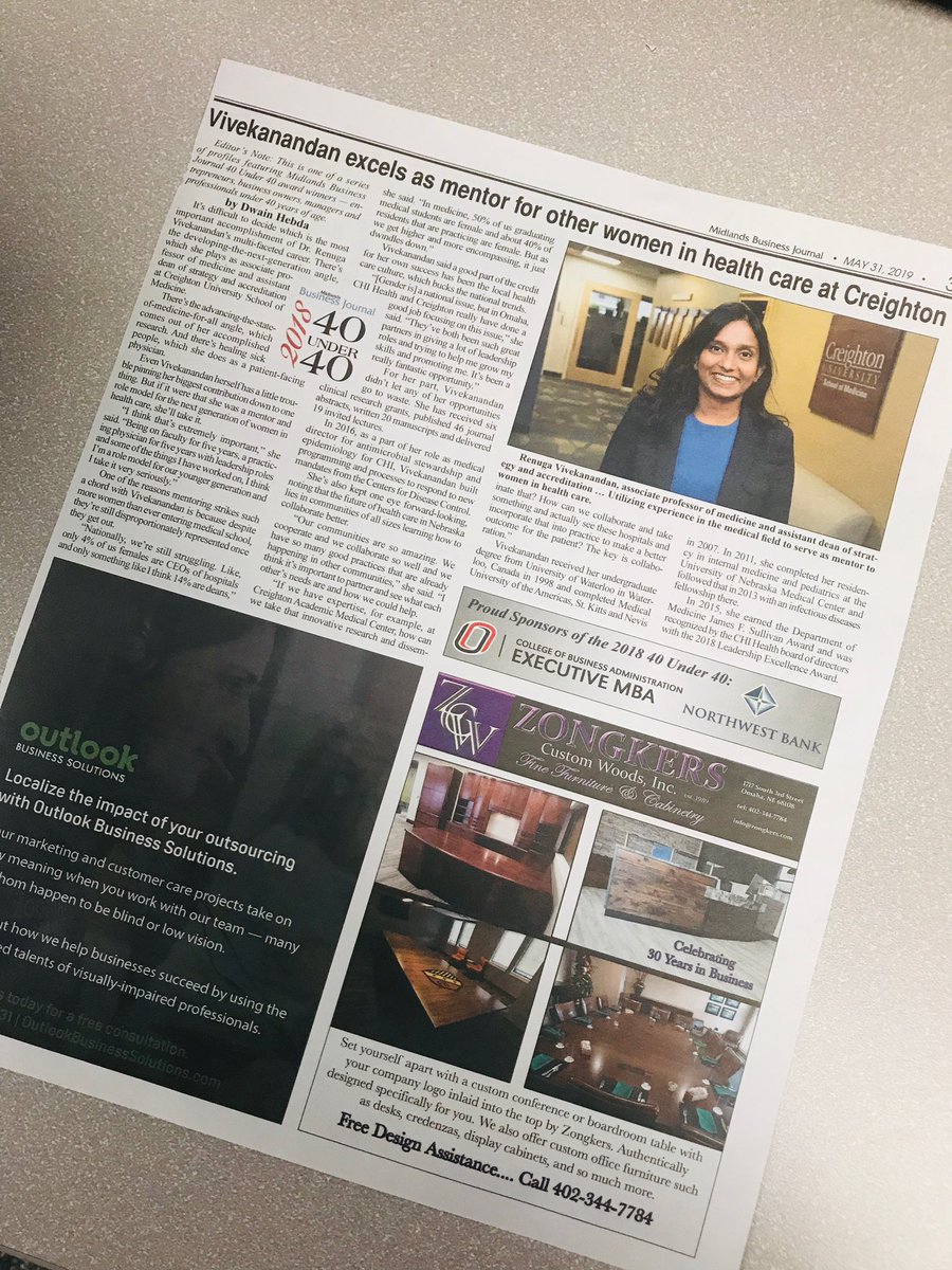 RVivekanandanMD's tweet photo. Very thankful and honored to have this article on #midlandBusinessJournal Omaha #womenInMedicine #leadership #mentorship @CreightonSOM @CHIhealth https://t.co/CAZyz6AZpo