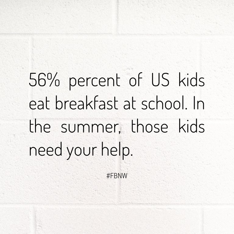 The heat is not as big of a concern to us as the number of #children that will go without regular meals when school isn't in session during the Summer break. Let's help these kiddos out. For each item sold, FBNW gives a bag of groceries to a child in need in the U.S. #givingback