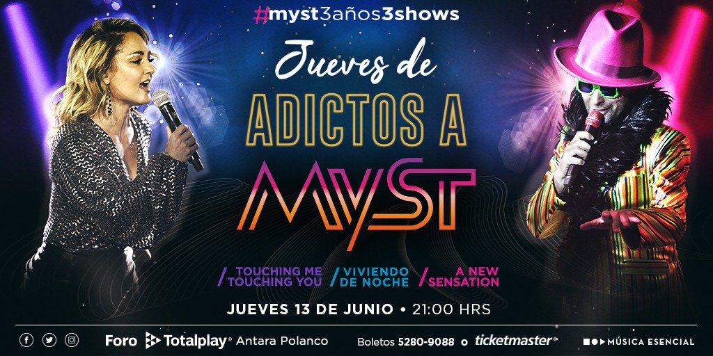 Foro_Totalplay's tweet photo. Prepárate para vivir los 3 shows de #Myst en una misma noche y la oportunidad de ganar botellas, drinks o descuentos. ¡#JuevesDeAdictos es una experiencia sólo para verdaderos fans! ¿Estás listo? https://t.co/Shms7L3Mpf