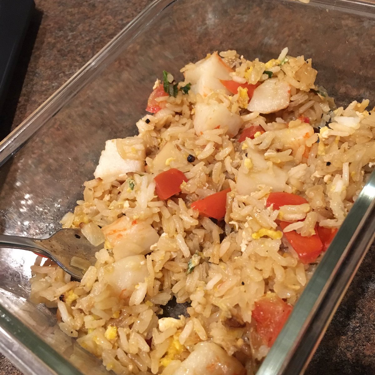 TweeterlessMary's tweet photo. Hey @chrissyteigen is it “frowned upon” to add bacon to the fried rice from #Cravings2? I didn’t. But I think it might taste good but wasn’t sure if it goes against the Thai aspect of it? 

Also. THAT. CHILI. OIL. IS. GAME. CHANGING. https://t.co/mgpMUqKpZT