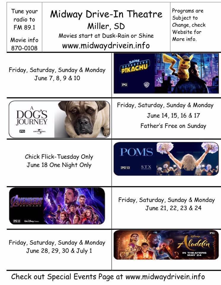 MillerDriveIn's tweet image. Here is your June weekend plans ⤵️ 

*Remember our “Chick Flick” on the 18th!!!  If you “wear” a cheerleading outfit, you get in FREE (doesn’t matter how you “wear” it, be creative) or if you bring Pom-poms, you get a FREE popcorn