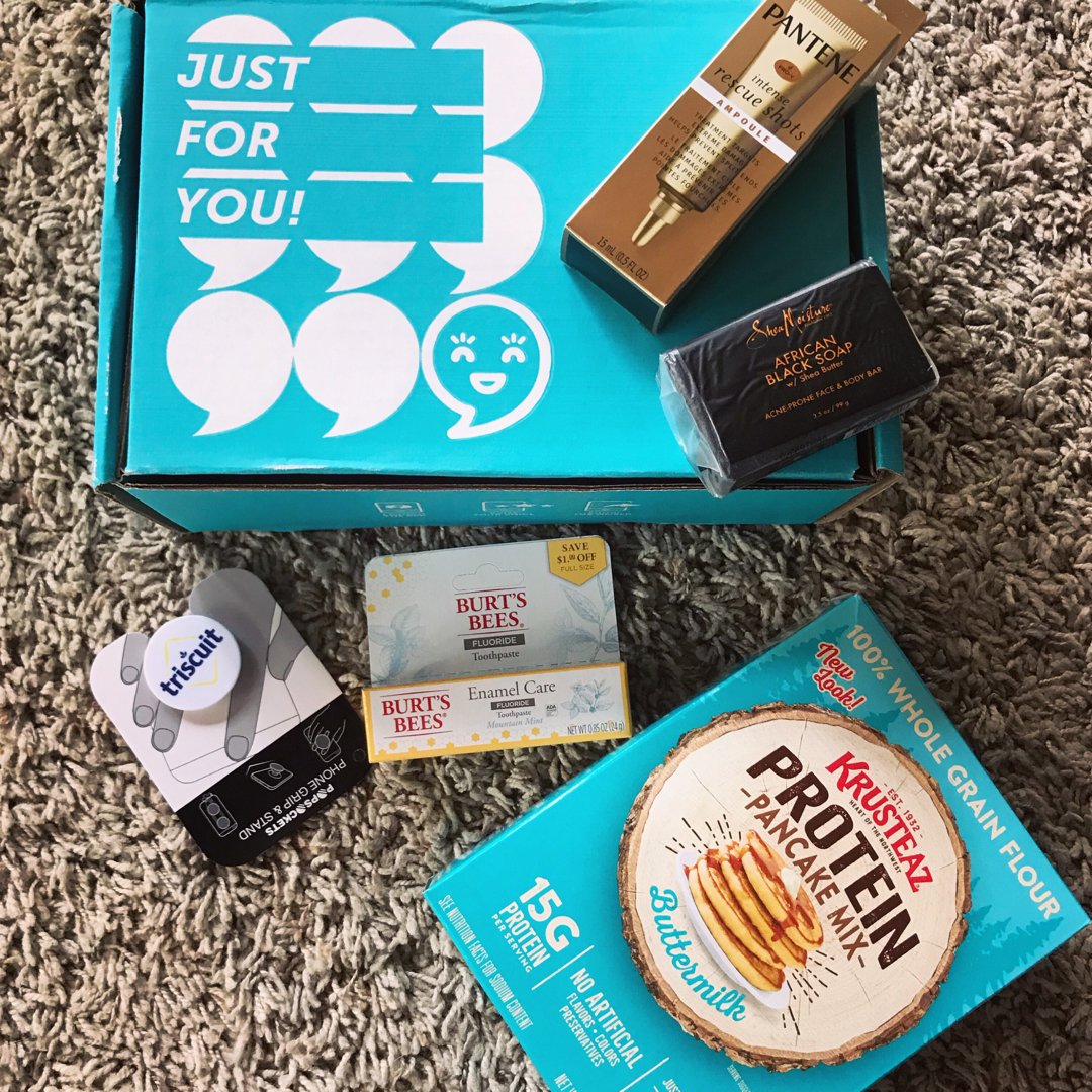 feelinmcfly's tweet photo. @Influenster #SpringEssentialsVoxBox #complimentary @Pantene #TargetBeautyRescueShot #AvailableAtTarget, @BurtsBees #BurtsBeesToothpasteAtTarget, @Krusteaz #FueledByKrusteaz, @SheaMoisture #SheaRaisesTheBar #AfricanBlackSoap and @Triscuit #WhatIsAWheatberry https://t.co/MifJ51jt5K