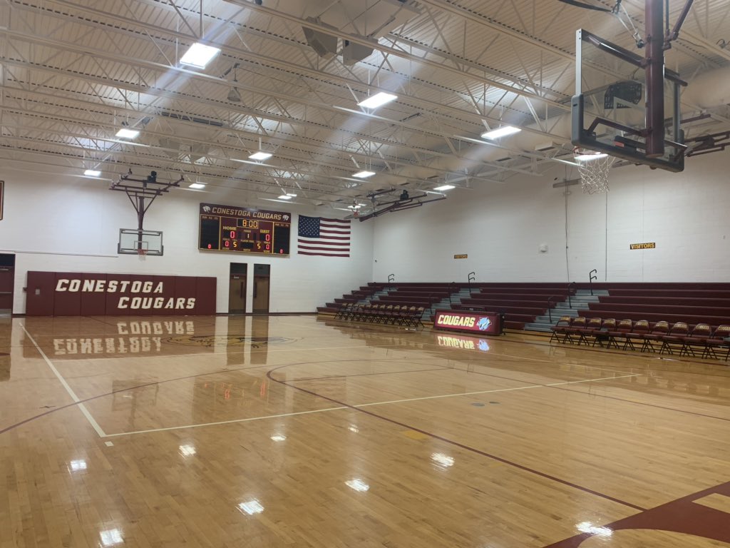 Conestoga_Hoops's tweet photo. All set and ready to host our first JV home games of the summer! The first of 3 games tomorrow begins at 9am v. @PHSBoysBBall. We’ve yet to find a better way to start a day then in this gym working on our game! #Build https://t.co/dqGINVdhEq