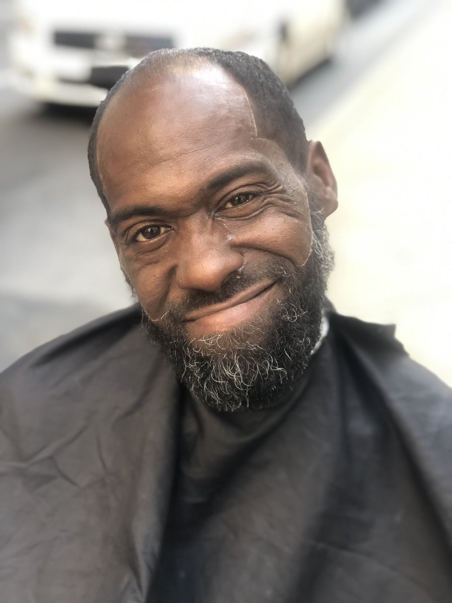 Bill who was celebrating his 56th birthday needed a haircut. 
He told me to make it EXTRA special. Before I was done i noticed he was starting to get a bit emotional. He said “all I can say is God is Good!! For the first time in years I can feel good on my birthday!”