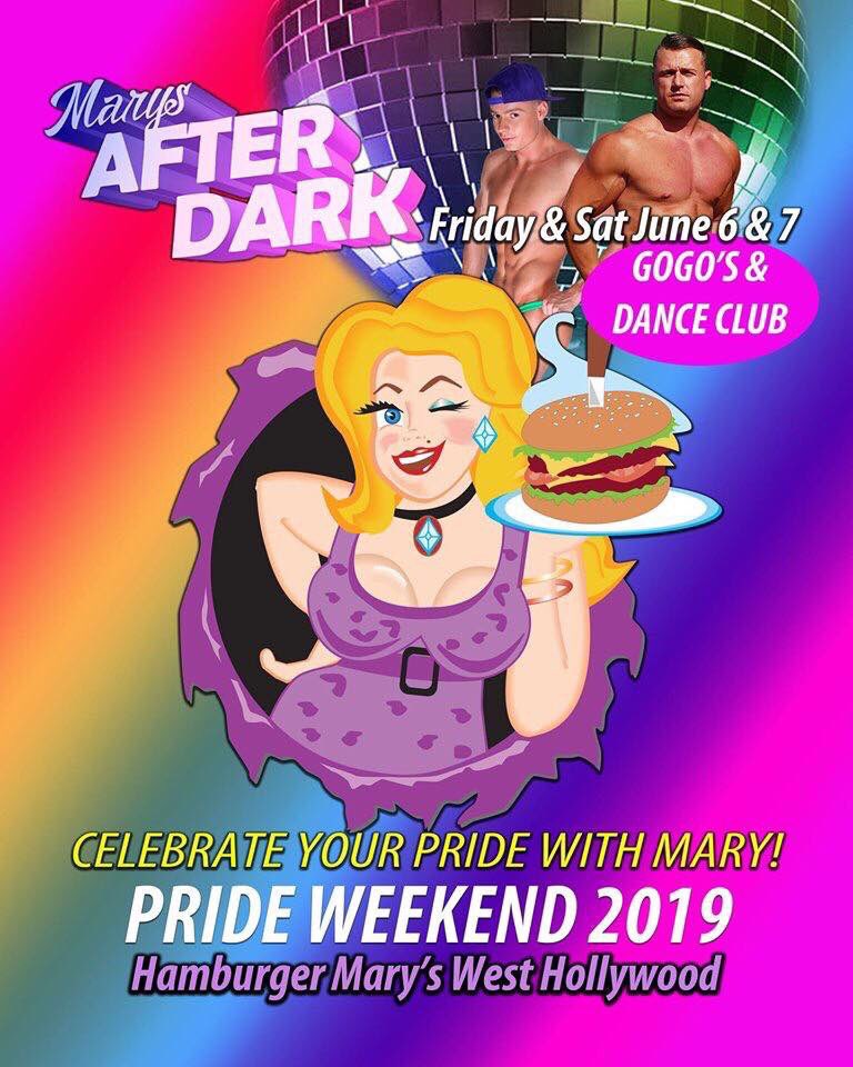 Pride Dance Party <a href="/MarysWeho/">Hamburger Marys West Hollywood</a> June 6&amp;7th this weekend! Happy Pride!