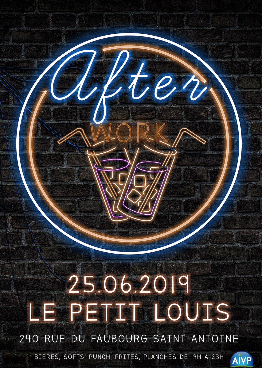 Rejoignez-nous le mardi 25 juin dès 19h au Petit Louis (240 rue du Faubourg Saint-Antoine 75012) pour une nouvelle édition de l'Afterwork made in AIVP !
On vous y attend très nombreux !