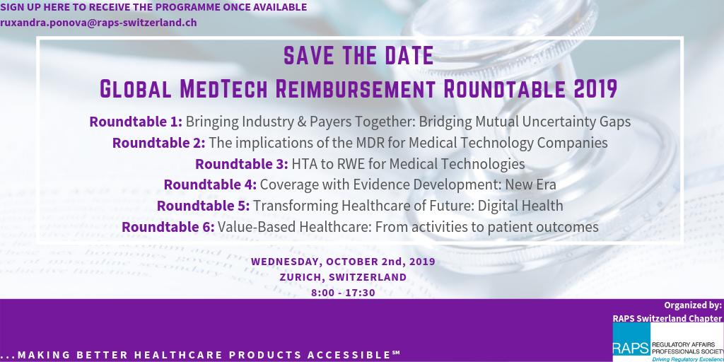 NS_Recruit's tweet photo. SAVE THE DATE! 2.10.2019! The 2019 Global #MedTech #Reimbursement Roundtable is coming back to #Zürich. Covering #hottopics: #digitalhealth, #MDR implications, #coverage w. #evidence, #valuebasedhealtchare &amp; more! Get in touch for more info &amp; don't forget to tag a friend! https://t.co/5IybTxeCoT