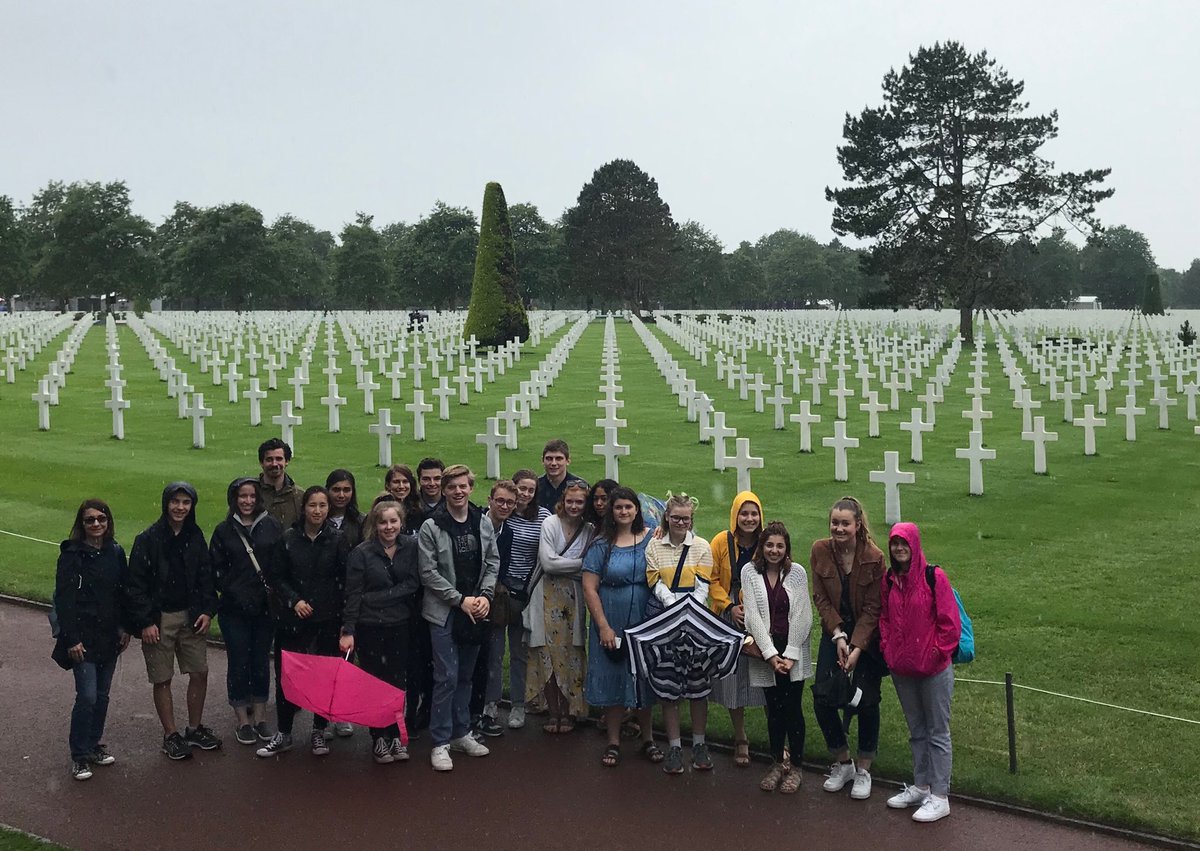 profdefrance's tweet photo. Very emotional for all of us to visit the American cemetery in Normandy and the Utah landing beach during the week of the 75th anniversary of D-day!   @WKHSWolves
@TWHS_Cardinals
@wcsdistrict
@QuoiDeNeuf_Mme
@madame_hill
@Laird9Laird
#allezwotown
#itsworthit https://t.co/hlnepNHDW9