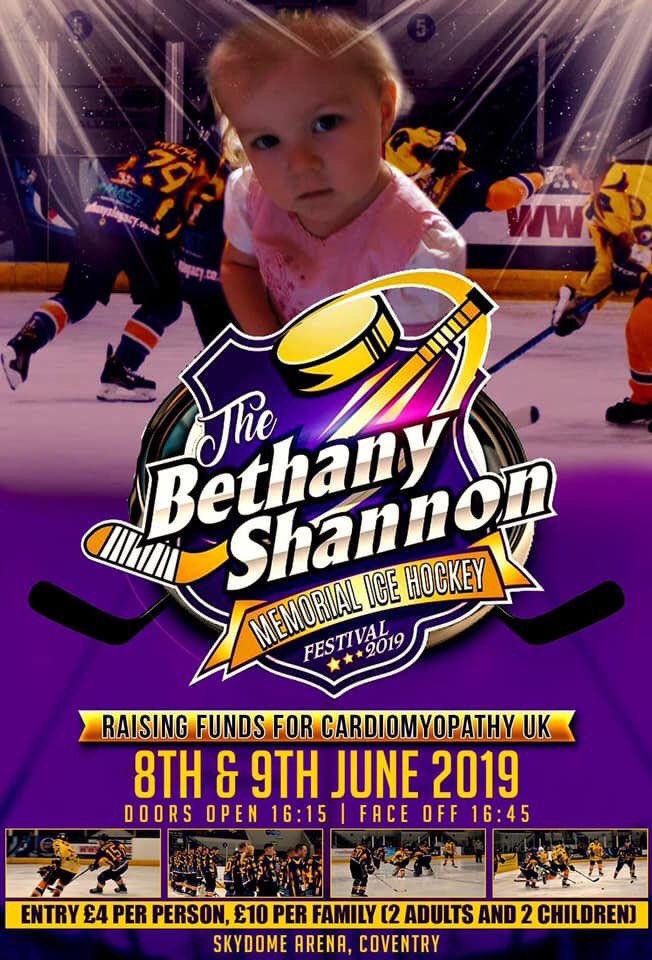 Don’t forget: <a href="/BethanysLegacy/">Bethany's Legacy</a> memorial ice hockey festival at the Skydome Arena. Come along and support <a href="/Cardiomyopathy/">Cardiomyopathy UK</a> 🏒

The memorial game feat. <a href="/dclements58/">David Clements</a> will take place Saturday with a rec tournament happening afterwards &amp; concluding Sunday.

bethanyslegacy.co.uk