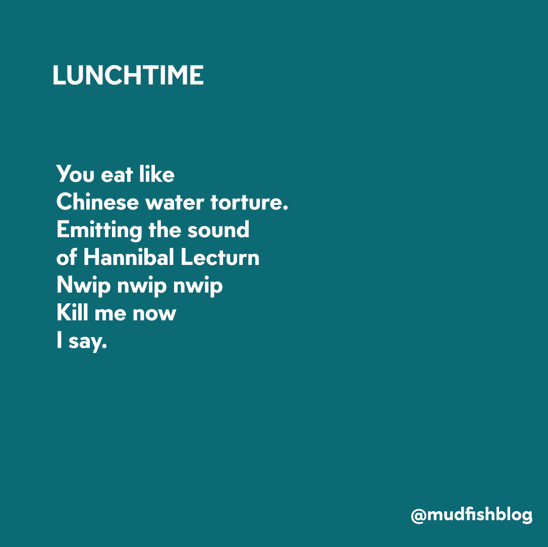 Mudfishblog's tweet photo. A poem about 'that dude' who eats like killer #nomnomnom #chowdown #food #newwriting https://t.co/naiV2DswAF